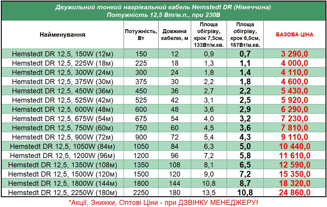 Hemstedt_DR_STEL Прайс на тонкий кабель под плитку Hemstedt DR