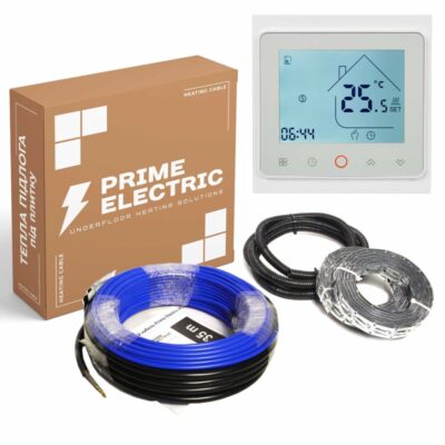 нагревательный кабель Prime Electric PC-20 + программируемый WiFi терморегулятор нагревательный кабель Prime Electric PC-20 + программируемый WiFi терморегулятор